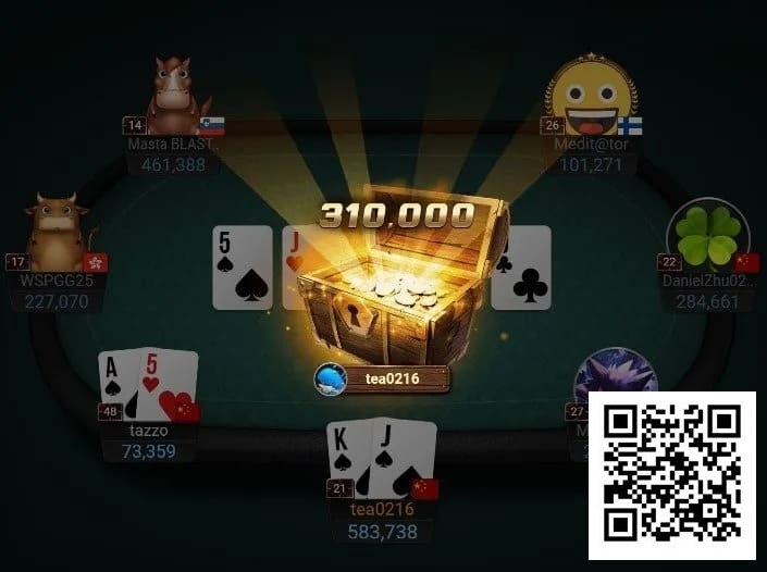 【牌手扑克】开赛仅一小时！中国选手tea0216斩获Top神秘赏金，超越冠军成最大赢家！