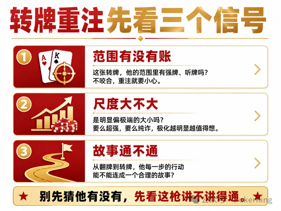 【牌手扑克】转牌重注，到底该信不信？三个信号帮你把“猜”变成“对账”