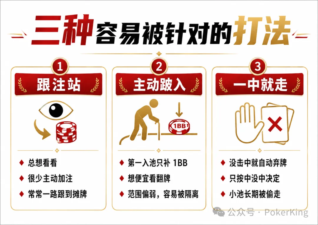 【牌手扑克】跟注站、主动跛入、一中就走——现金桌最容易被吃穿的三种打法，你中招了吗？