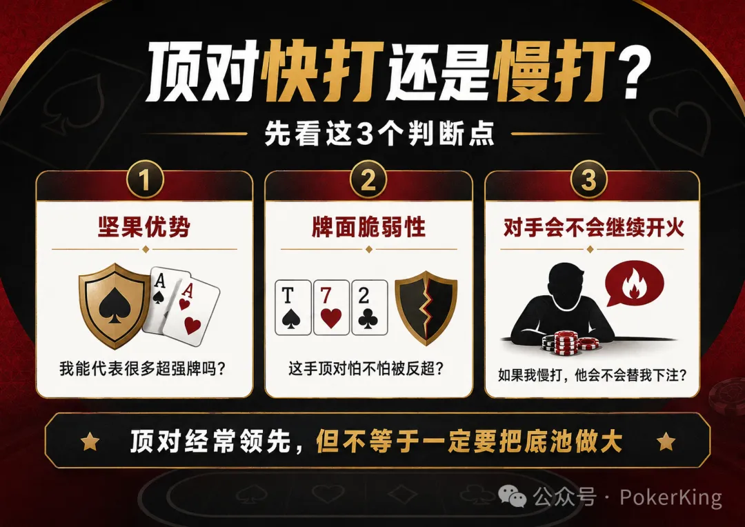 【牌手扑克】别一拿顶对就加注：这5种情况，慢打反而赢得更多
