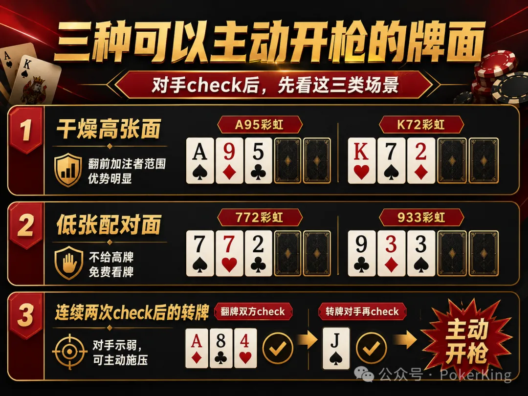 【牌手扑克】别再被“免费牌”坑了：翻牌没中，为什么高手反而更敢开枪？