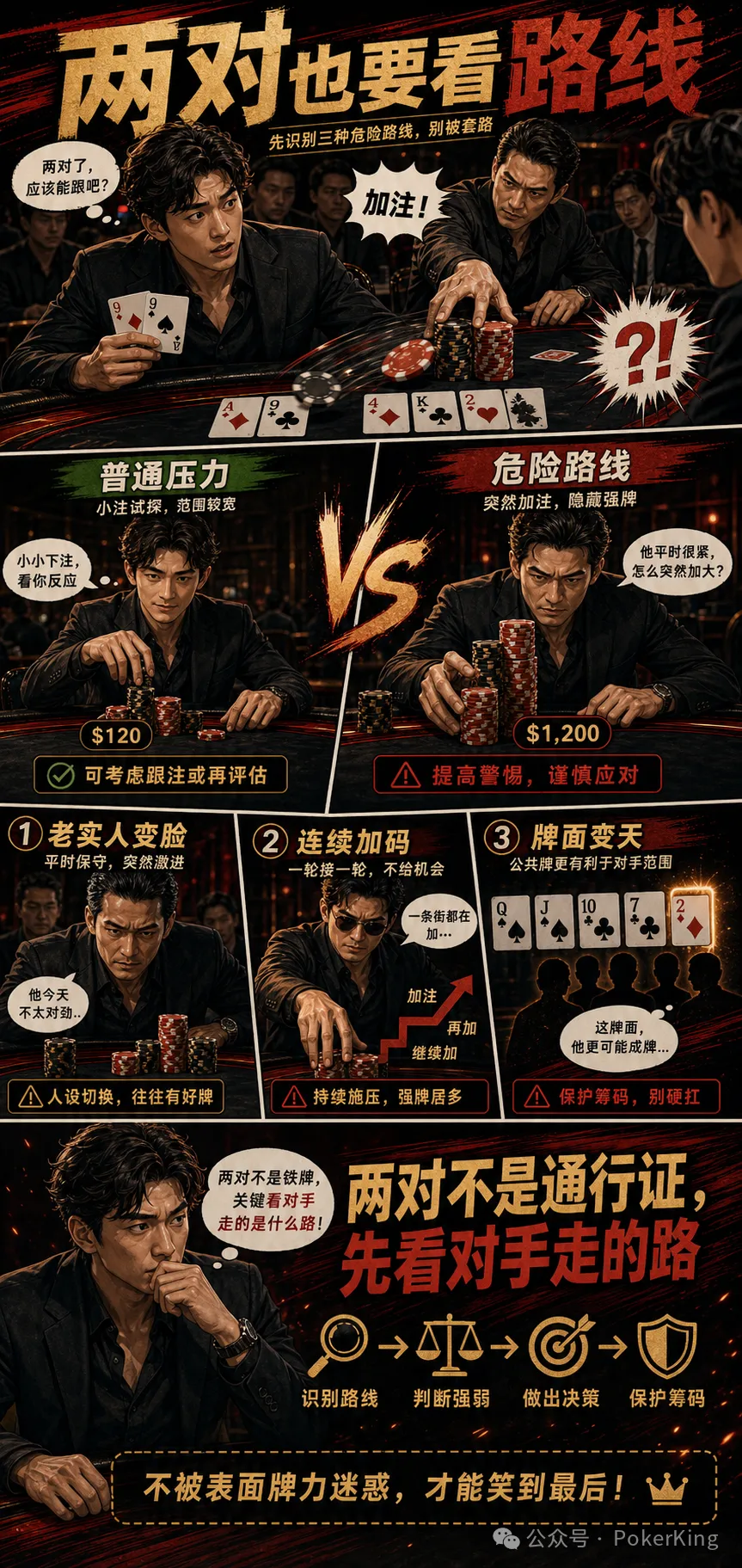 【牌手扑克】两对被加注,为什么越看越危险?三条路线帮你重新估价