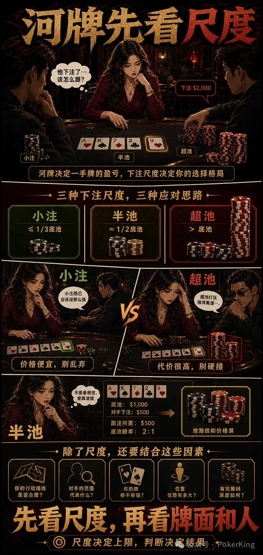 【牌手扑克】河牌下注尺度的秘密:小注别乱弃,半池看路线,超池先敬三分
