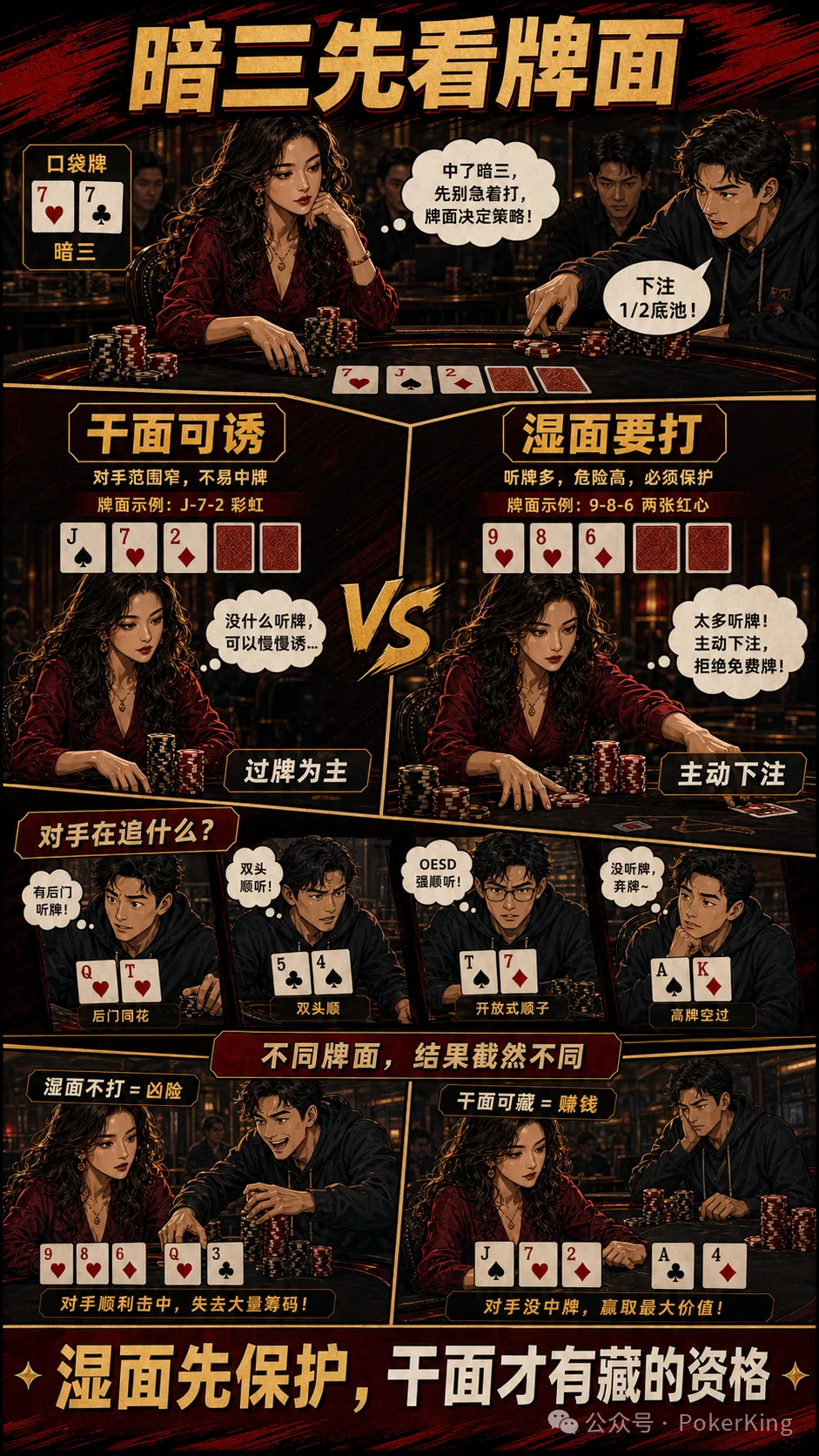【牌手扑克】暗三条要不要慢打?先看牌面、对手和人数再决定