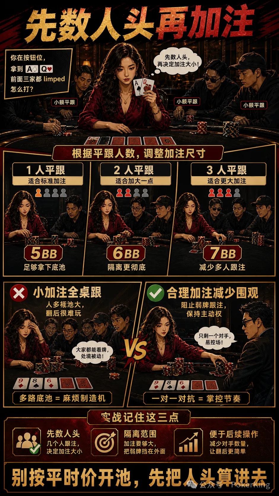 【牌手扑克】多人平跟后怎么加注?先数人头,再看牌和位置